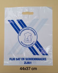 plastic draagtassen wit/blauw