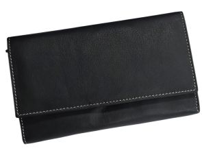 Luxe portemonnee Dames, zwart leder, in 3 modellen