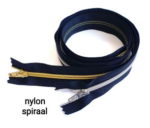 nylon rits goud en zilver spiraal