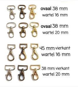 Luxe tas musketonhaak plat. diverse maten en kleuren 