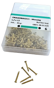 Koperen spijkers met bol kop, inhoud 30 gram