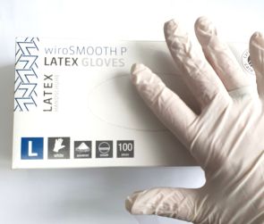 Latex handschoenen gepoederd, per doos, 100 stuks