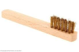 suede borstel, koper met houten steel