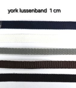 Nylon "york" band 10 mm, verkrijgbaar in bruin, wit, zwart, grijs en donkerblauw